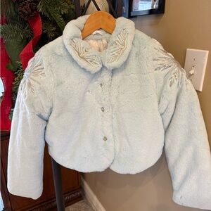 Disney Frozen light Blue Faux Fur 9/10 Kids coat